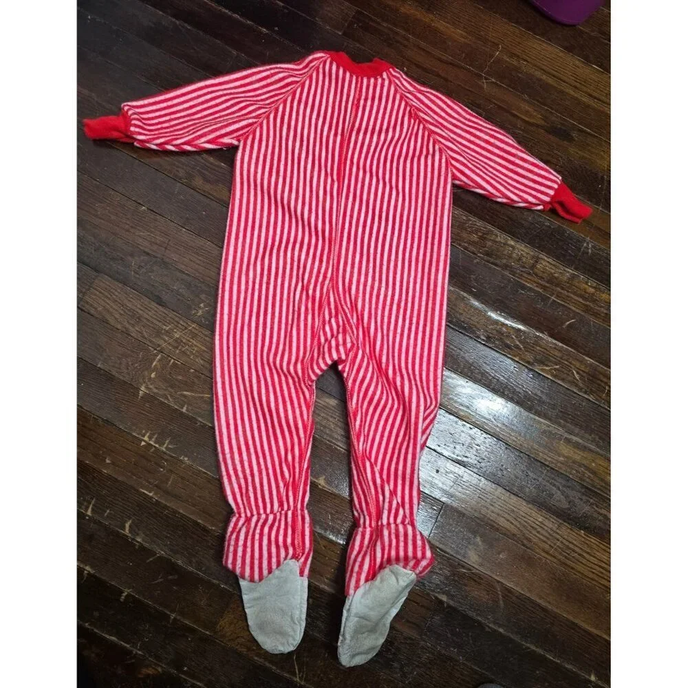 Vintage Montgomery Ward Christmas Striped Footed Pajamas size 3